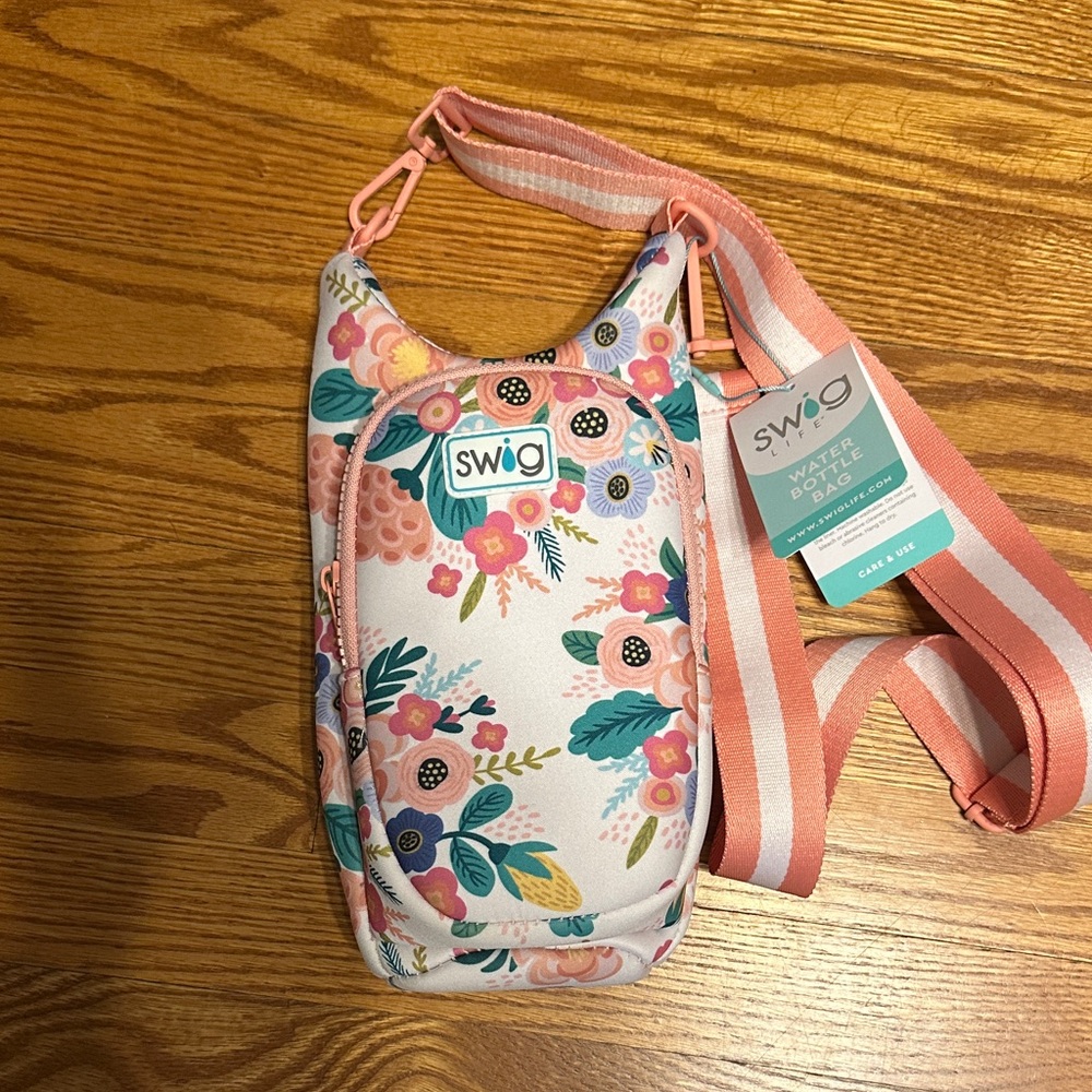 Floral Crossbody Water Bottle Bag - Pink